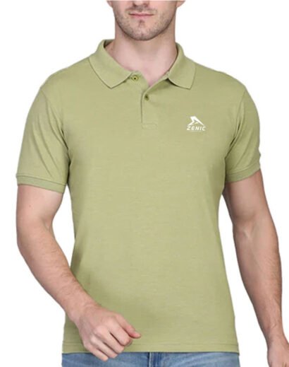Biege Regular Fit Short Sleeve Pique Polo Shirt by Zenic