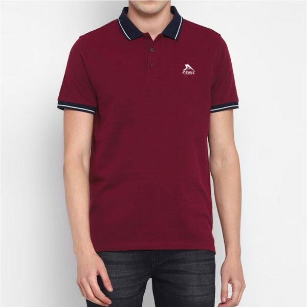 Men’s Premium Polo Shirt – Maroon Cotton Polo with Contrast Collar & Embroidered Logo | Casual & Smart Wear